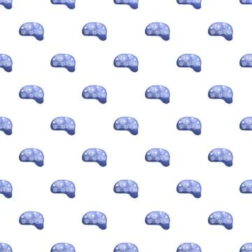 Artificial intelligence brain seamless pattern blue background イラスト素材