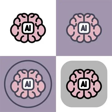 Artificial intelligence brain symbol - artificial intelligence icon Stock Illustration