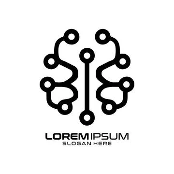Artificial Intelligence Brain Tech Logo Design for Cybernetics 스톡 일러스트