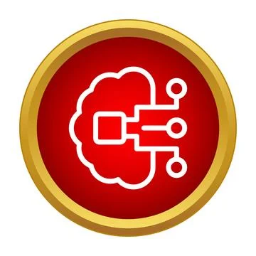 Artificial intelligence brain technology icon transferring data Stock Illustration