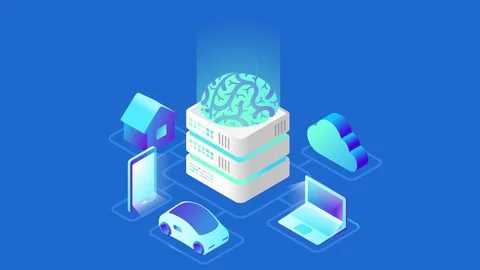Artificial Intelligence Brain technology isometric video concept Vidéo 96234471