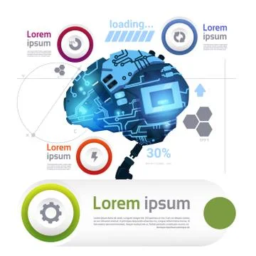 Artificial Intelligence Brain Template Infographic Elements For Modern Robotics Stock Illustration