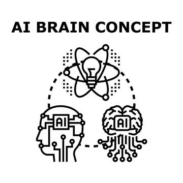 Artificial intelligence brain thinking process concept illustration Stock Illustration