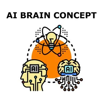 Artificial intelligence brain thinking process concept illustration Stock Illustration