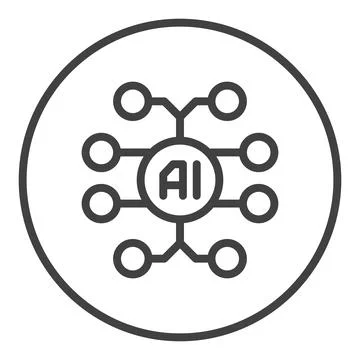 Artificial Intelligence Brain vector AI Smart Circuit Board linear round ic.. 스톡 일러스트