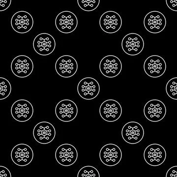 Artificial Intelligence Brain vector AI Smart Circuit Board linear round se.. Illustrazione stock
