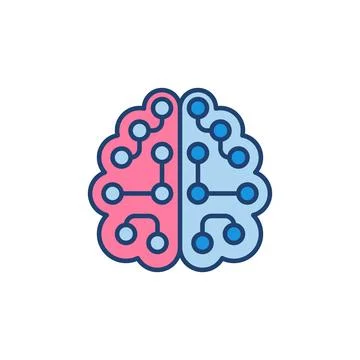 Artificial Intelligence Brain vector colored icon - AI modern sign Illustrazione stock
