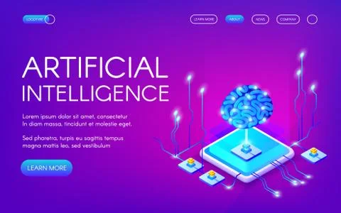 Artificial intelligence brain vector illustration Stock Illustration
