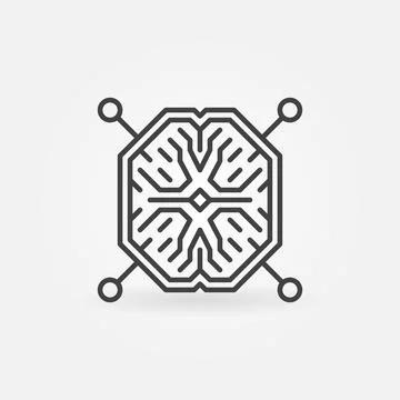 Artificial Intelligence Brain vector line concept icon or logo 스톡 일러스트
