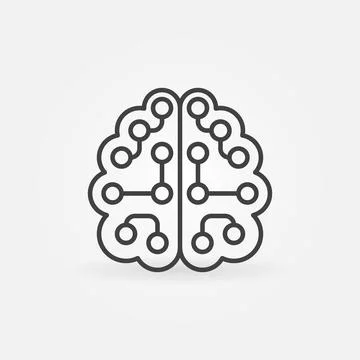 Artificial Intelligence Brain vector linear icon. AI concept sign イラスト素材