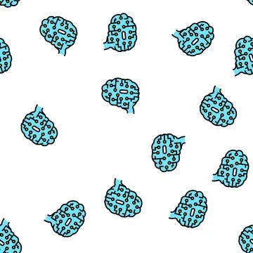 Artificial intelligence brain vector seamless pattern Stock Illustration