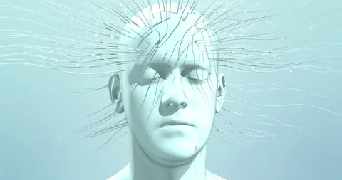 Artificial intelligence brain visualization with digital network connections. Stock Footage 318608447