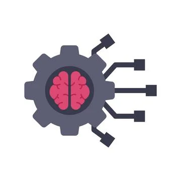 Artificial intelligence brain working with machine learning gear Stock Illustration