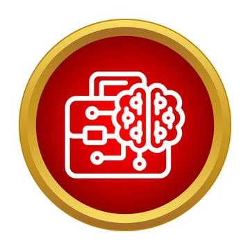 Artificial intelligence briefcase with brain circuit icon 스톡 일러스트