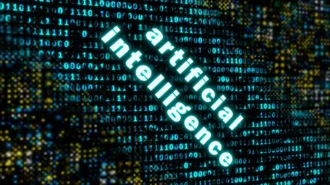 Artificial intelligence on bright code background Stock Illustration