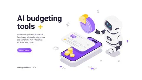 Artificial Intelligence Budget Management Financial Planning Analytics Tool.. Illustrazione stock