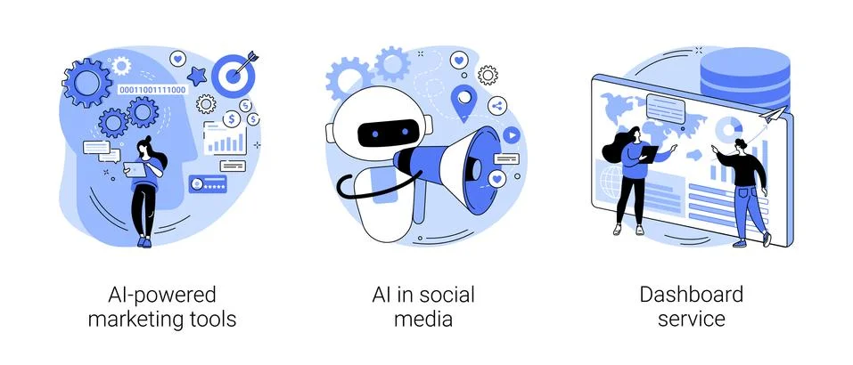 Artificial intelligence for business abstract concept vector illustrations. Ilustración de archivo