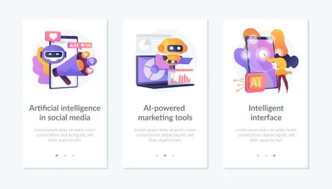 Artificial intelligence in business app interface template. Ilustración de archivo