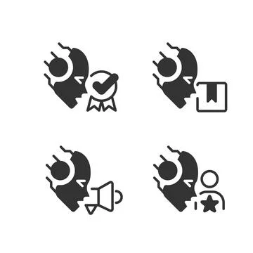 Artificial intelligence in business black linear glyph icons set Stockillustratie