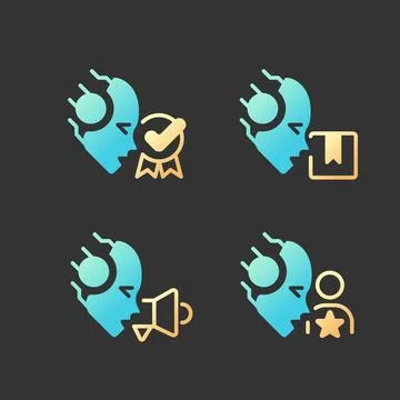 Artificial intelligence in business gradient glyph icons set with lineart Stockillustratie