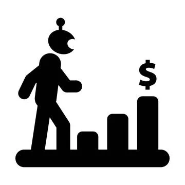 Artificial Intelligence Business Growth Analytics Chart Pictogram Icon 스톡 일러스트