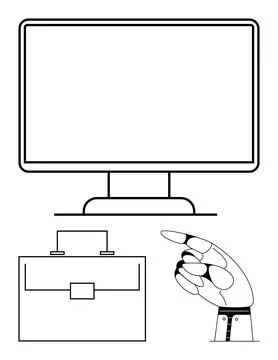 Artificial intelligence, business innovation, robotic interaction, technology Illustrazione stock