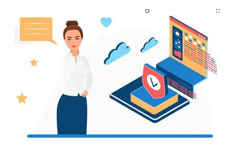 Artificial intelligence in business, modern technologies of company management. Stock Illustration