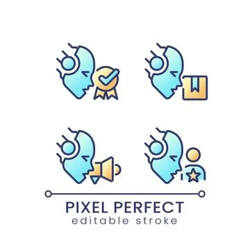 Artificial intelligence in business pixel perfect color gradient icons set Stockillustratie