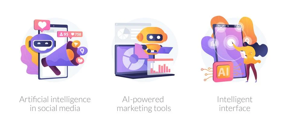 Artificial intelligence in business vector concept metaphors. Ilustración de archivo