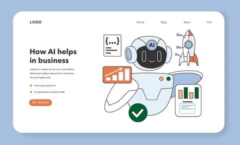 Artificial intelligence in business web banner or landing page. Stockillustratie