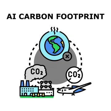 Artificial intelligence carbon footprint impacting planet ecosystem Illustrazione stock