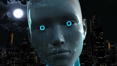 Artificial Intelligence Causing City Power Outage Blackout Ilustração Stock