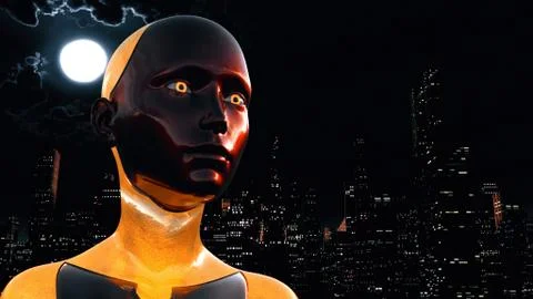 Artificial Intelligence Causing City Power Outage Blackout Ilustração Stock
