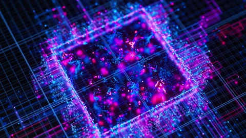 Artificial intelligence central processing unit animation. Quantum computing Stock Footage 320174583
