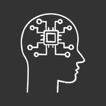 Artificial intelligence chalk icon Stockillustratie