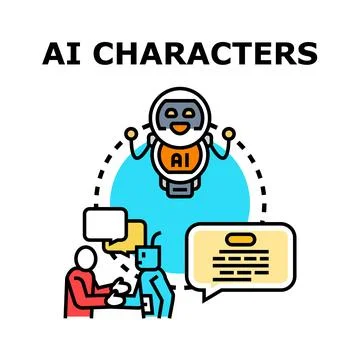 Artificial intelligence characters communicating with human user 스톡 일러스트