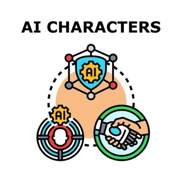Artificial intelligence characters creating digital user interaction Stockillustratie
