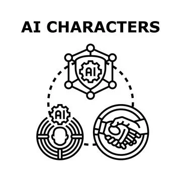 Artificial intelligence characters creating digital user interaction Stock Illustration