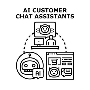 Artificial intelligence chat assistant technology aiding customers Stock Illustration