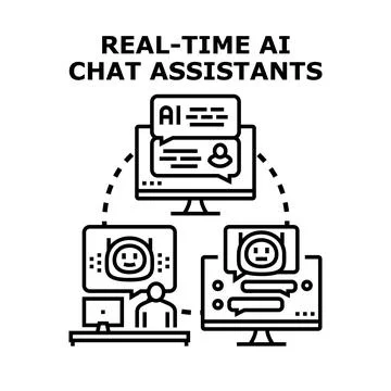 Artificial intelligence chat assistant technology communication concept Stock Illustration