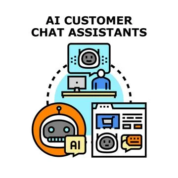 Artificial intelligence chat assistant technology aiding customers Stock Illustration