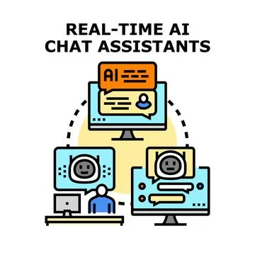 Artificial intelligence chat assistant technology communication concept Ilustração Stock