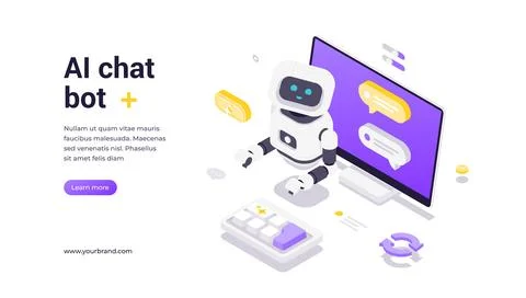 Artificial Intelligence Chat Bot Assisting Users With Communication And Aut.. 스톡 일러스트