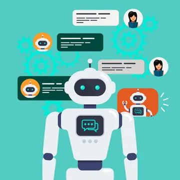Artificial intelligence chat bot イラスト素材