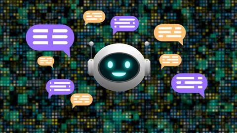 Artificial intelligence chat concept on bright circle background Stock Illustration