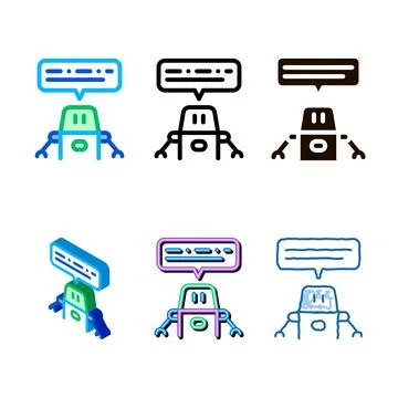 Artificial intelligence chat multistyle bot vector sign icon Stock Illustration