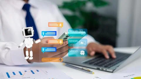 Artificial Intelligence Chatbot and Generative AI Technology for Business C.. Stock Photos