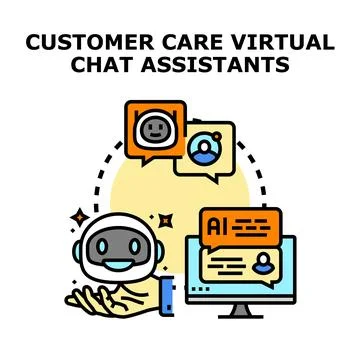 Artificial intelligence chatbot assistant providing customer support Illustrazione stock