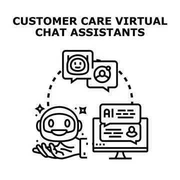Artificial intelligence chatbot assistant providing customer support Illustrazione stock