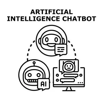 Artificial intelligence chatbot communicating with users Stock Illustration